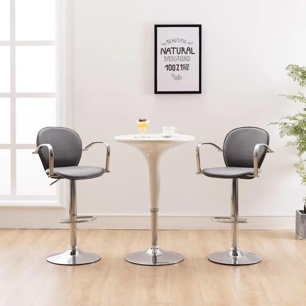 vidaXL Barové stoličky s opierkami 2 ks, sivé, umelá koža