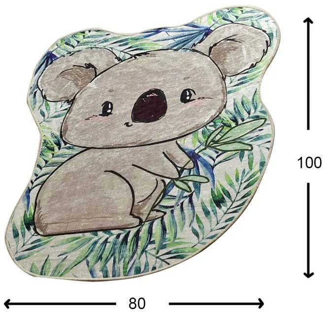 Detský koberec Koala 80x100 cm sivý/zelený