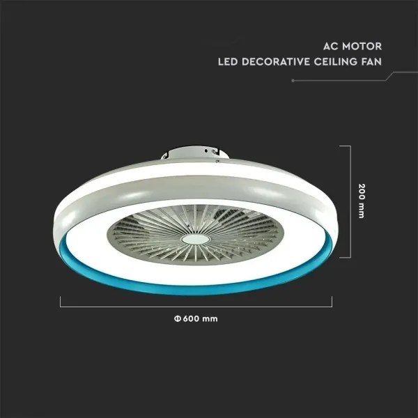 LED Stropné svietidlo s ventilátorom LED/45W/230V 3000/4000/6500K modrá