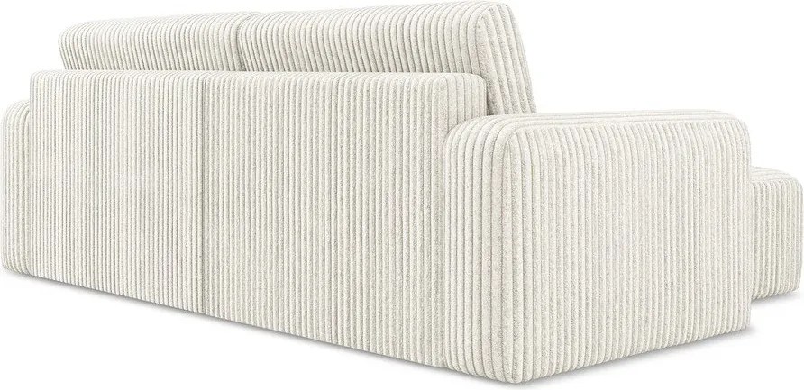 Krémovobiela menčestrová rozkladacia/s úložným priestorom rohová pohovka (ľavý roh/s leňoškou) Kona – Makamii