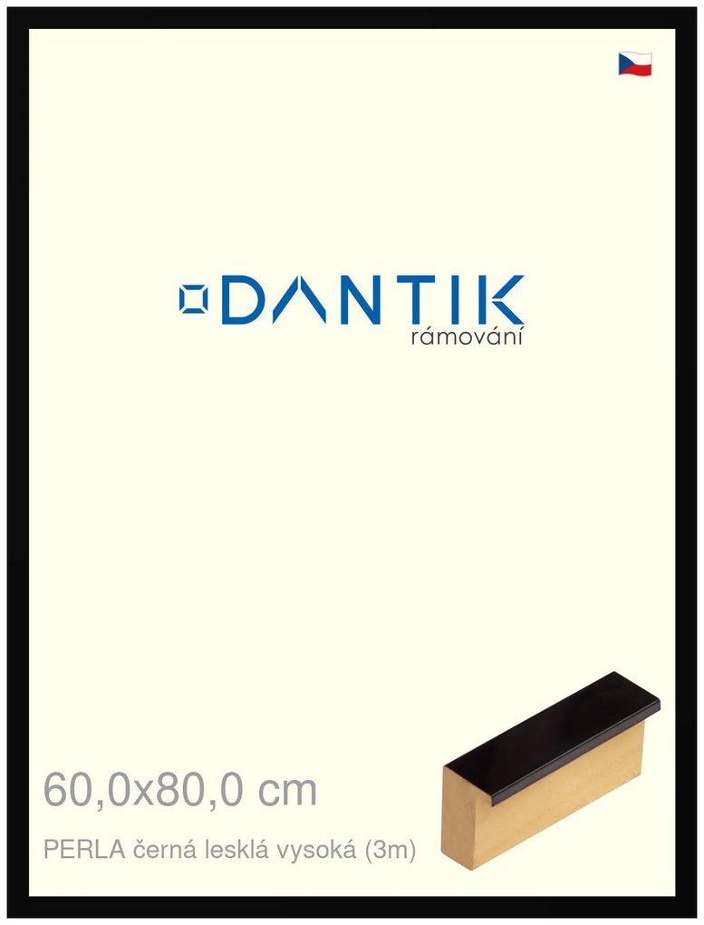 DANTIK rám na obraz 60x80 | PERLA černá lesklá vysoká (Plexi Čiré)
