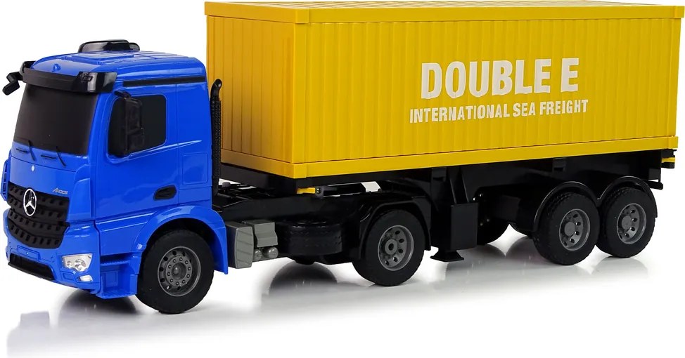 Double E Veľké RC nákladné auto Mercedes Arocs modré 1:20 kontajner 58 cm