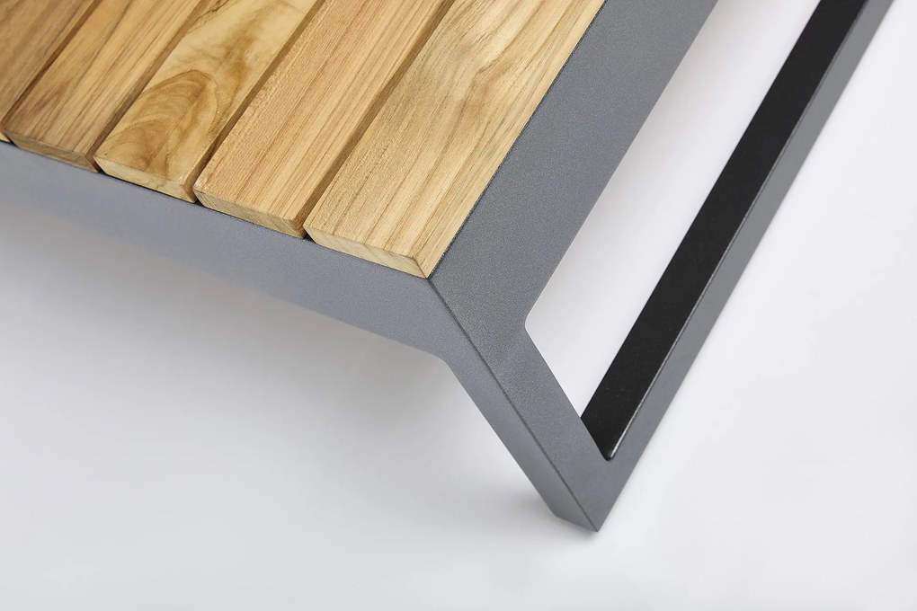 Ocean skid Platform konferenčný stolík sivo modrý / teak top