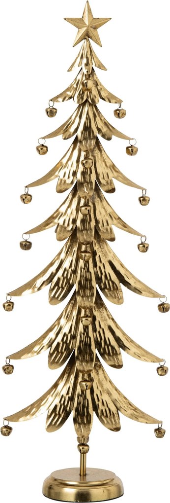 Zlatý veľký kovový stromček s rolničkami Christmas Tree XL - 25 * 13 * 78,5 cm