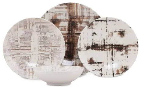 Jedálenská súprava 24 ks hnedá/biela/porcelán
