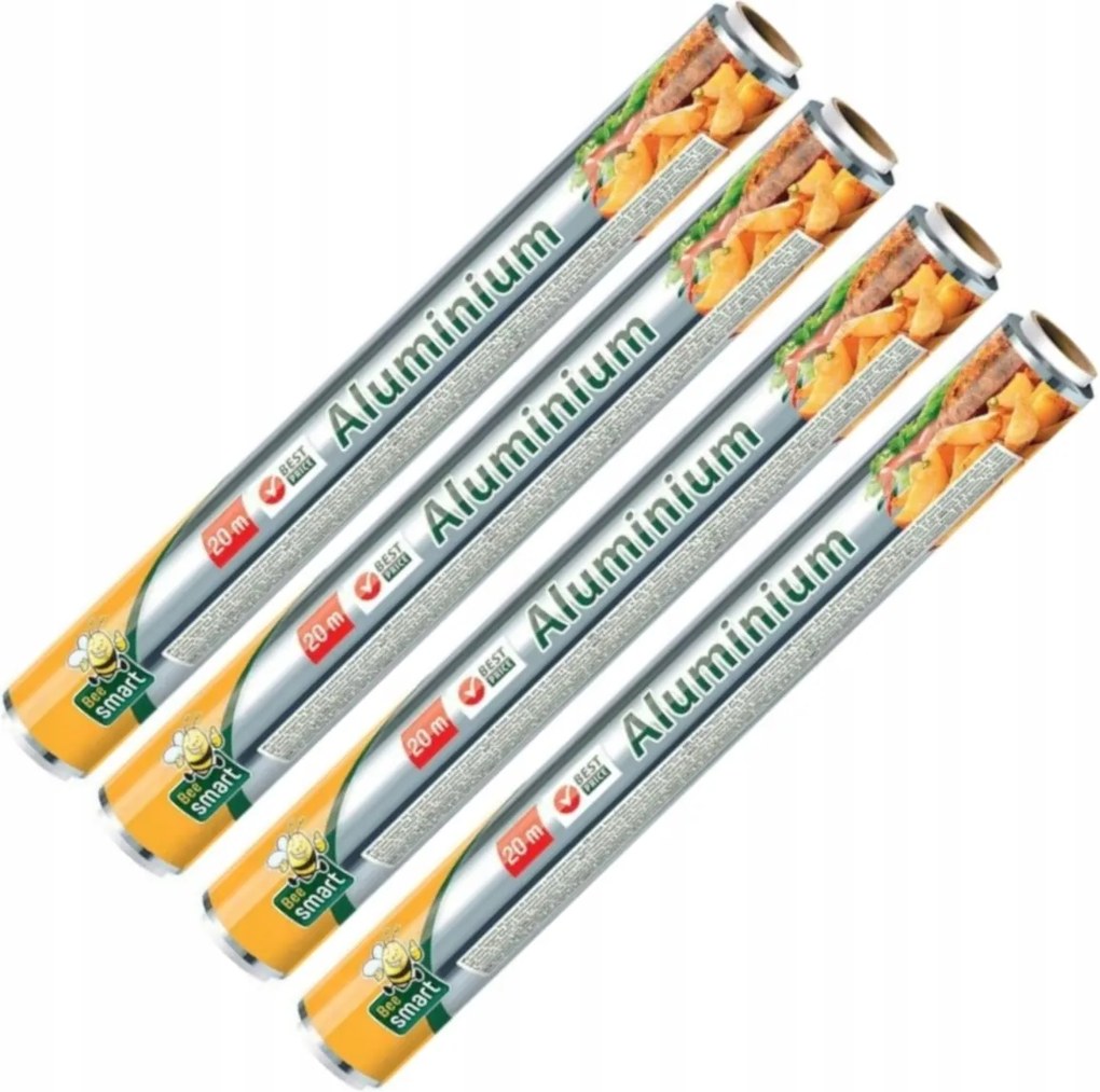4x Potravinársky hliníkový alobal, pevný, gastronomický, 20 m x 29 cm