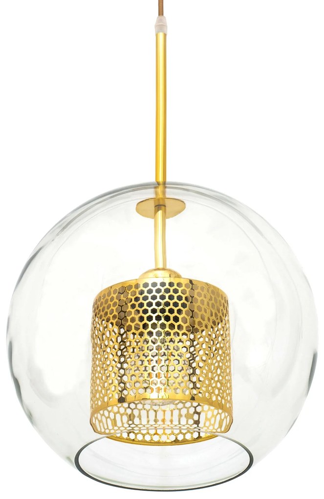 Toolight - závesná sklenená lampa APP556-1CP 30cm, zlatá, OSW-08749