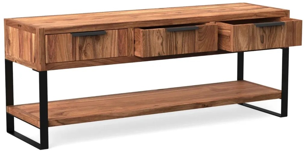 furniture-nabytek.cz - Masivní TV stolek Sydney z akácie, lakovaný, hnědý – 137×45×55 cm