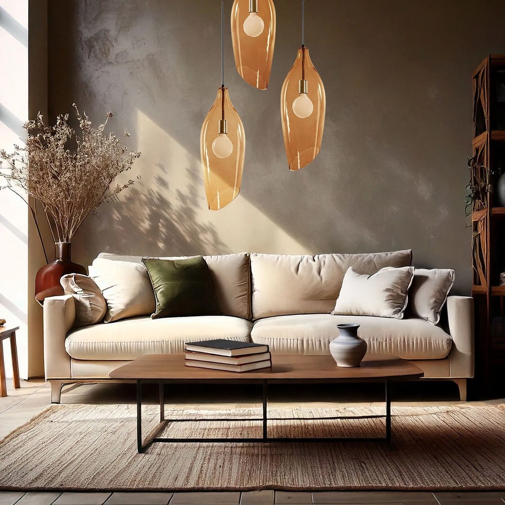 Toolight - Moderná sklenená stropná lampa E27 60W APP892-1CP, čierna-zlatá, OSW-05693