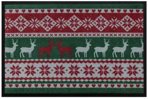 Sviatočná premium rohožka - červeno-zelený vianočný motív (Vyberte veľkosť: 60*40 cm)