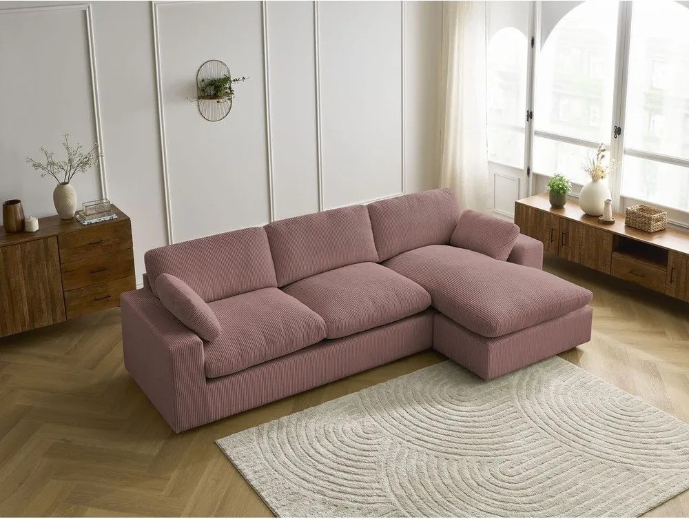 Ružová menčestrová rohová pohovka Belair – Bobochic Paris