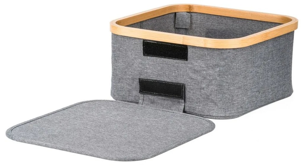 Úložný box G21 30 x 30 x 15 cm, bambusový s vekom, sivý