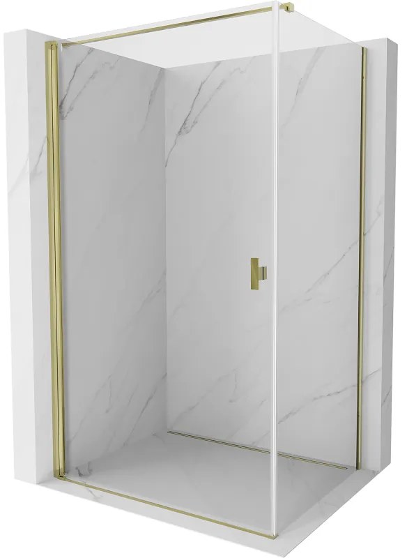 Mexen Mist-B, 1-krídlový výklopný sprchový kút 70 x 75 cm, číre sklo, zlatý lesklý profil, 8A2T-070-075-50-00