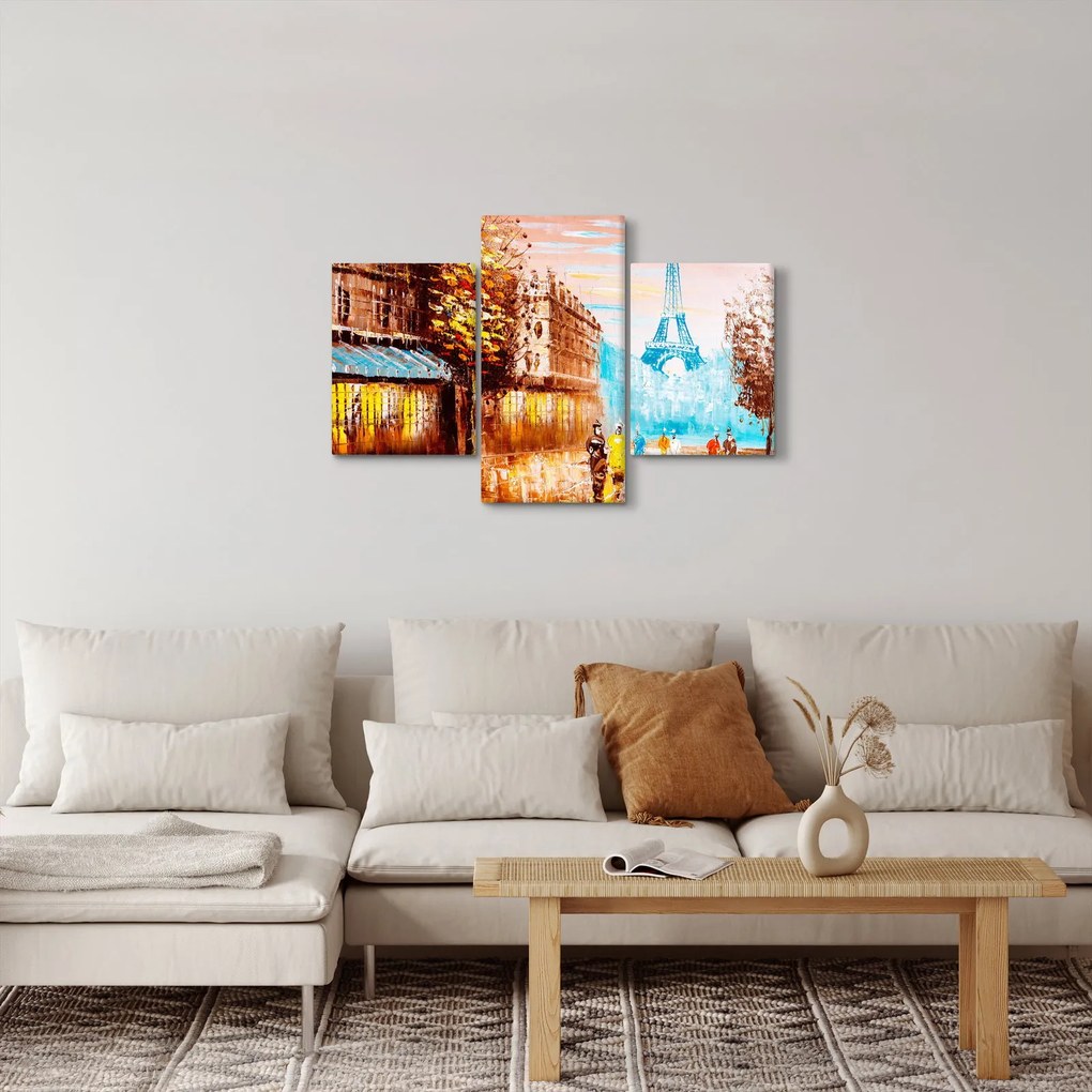 Obraz - Daždivého počasia a Eiffelovej veže (90x60 cm)