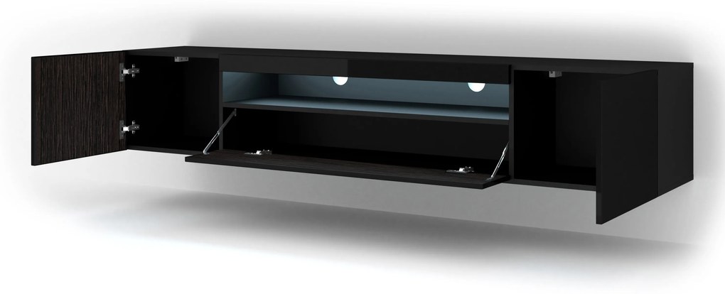 TV stolík/skrinka Aurora 200 (čierny lesk) (LED). Akcia -20%. Vlastná spoľahlivá doprava až k Vám domov. 1057712