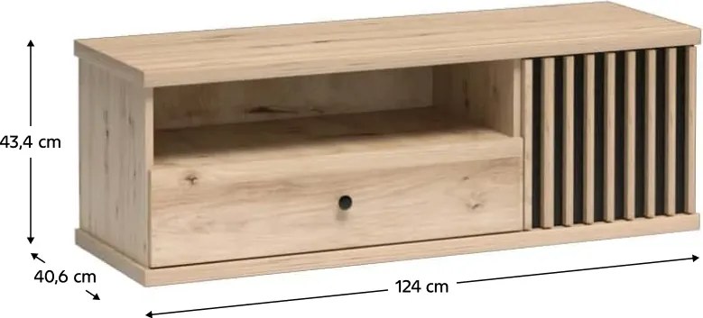 KOLI C-07 TV stolík, remeselne spracovaný dub
