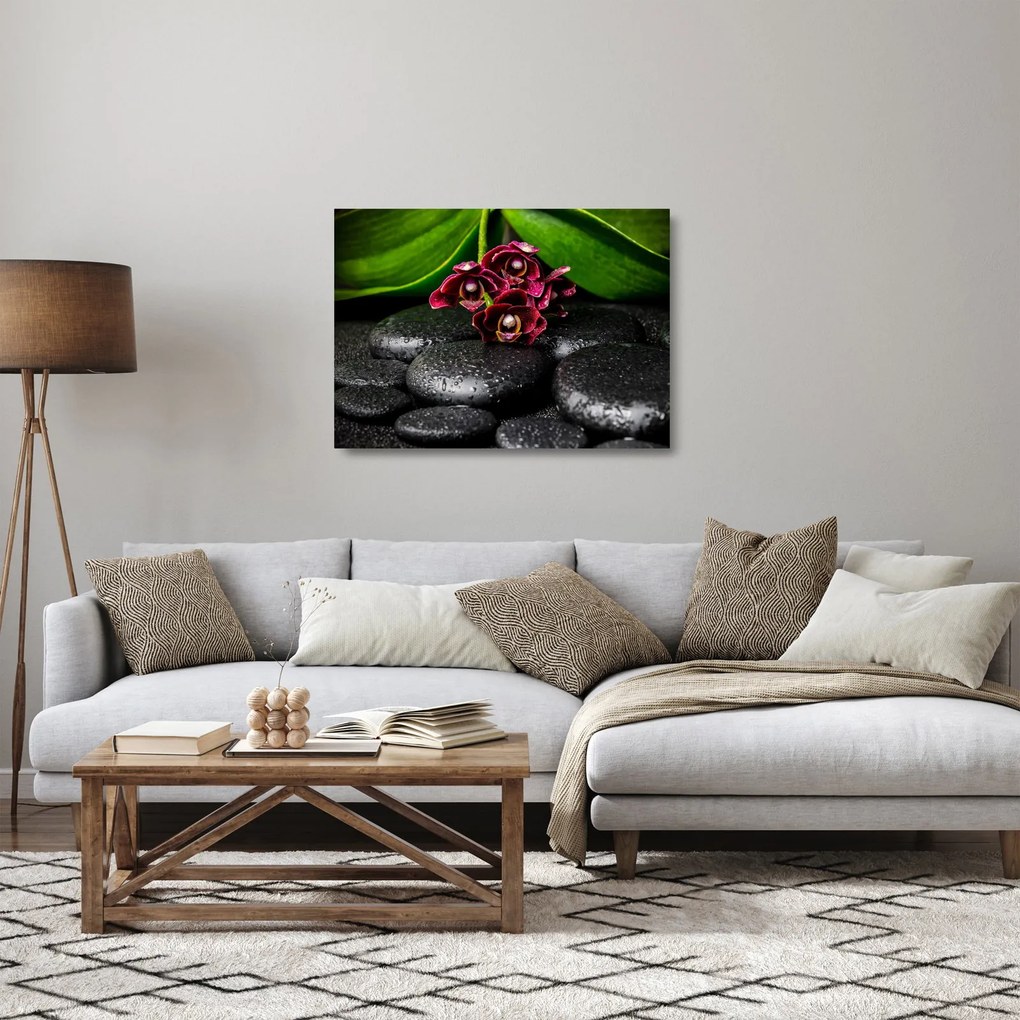 Sklenený obraz - Lávové kamene (70x50 cm)