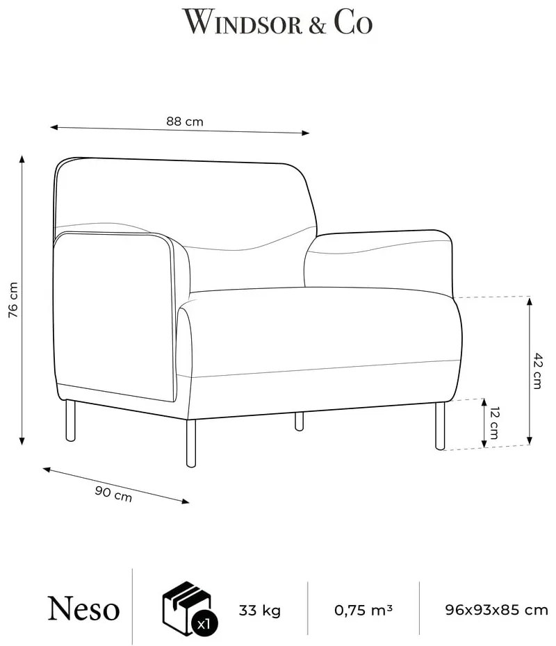 Svetlosivé kreslo Windsor &amp; Co Sofas Neso