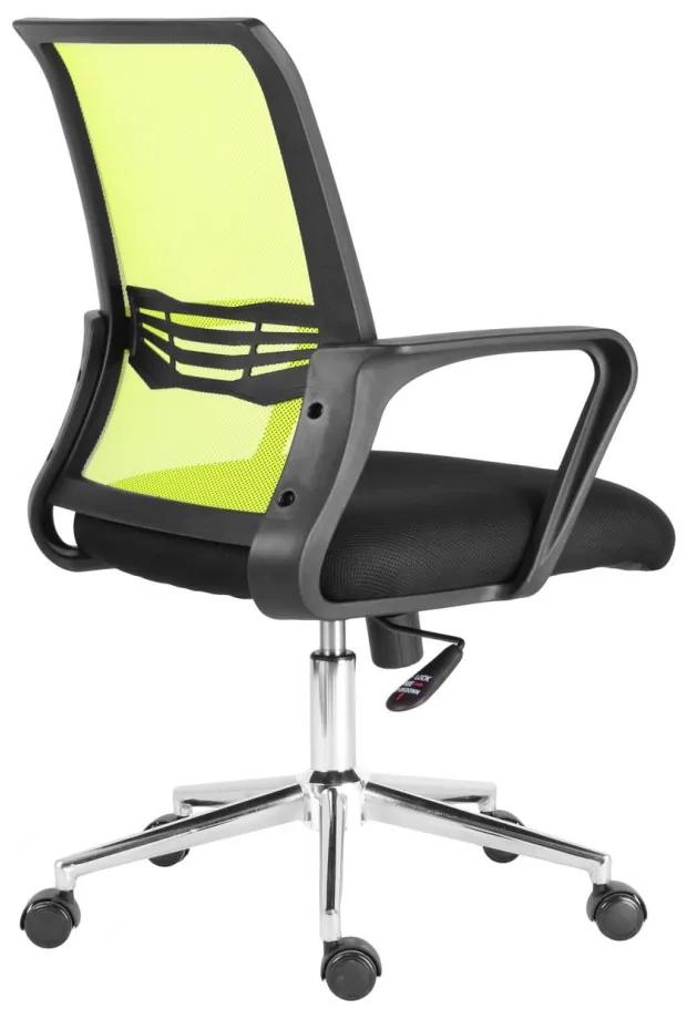 Kancelárska otočná stolička JASMINE — látka, sieť, žlto-zelená