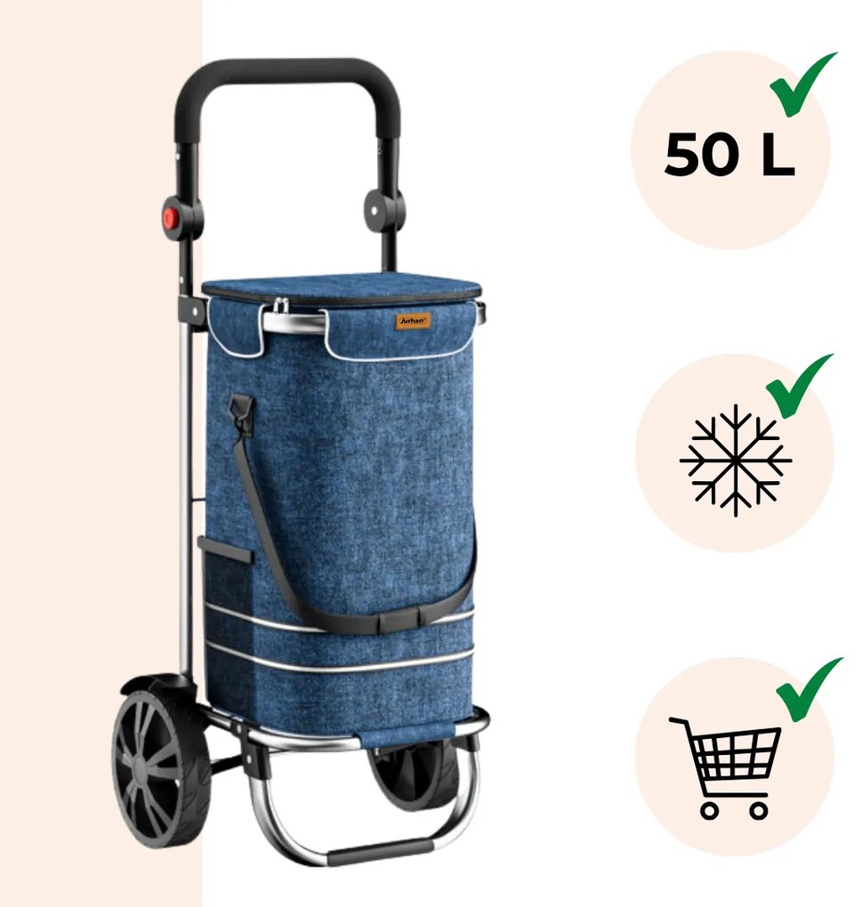 Jurhan Nákupná taška na kolieskach EASY, 50l, modrá