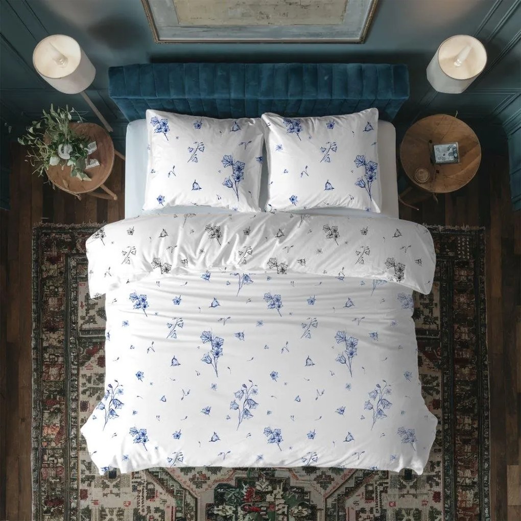 Bavlněné povlečení Primavera 001 160x200 cm + 2x 70x80 cm bílé/šedé