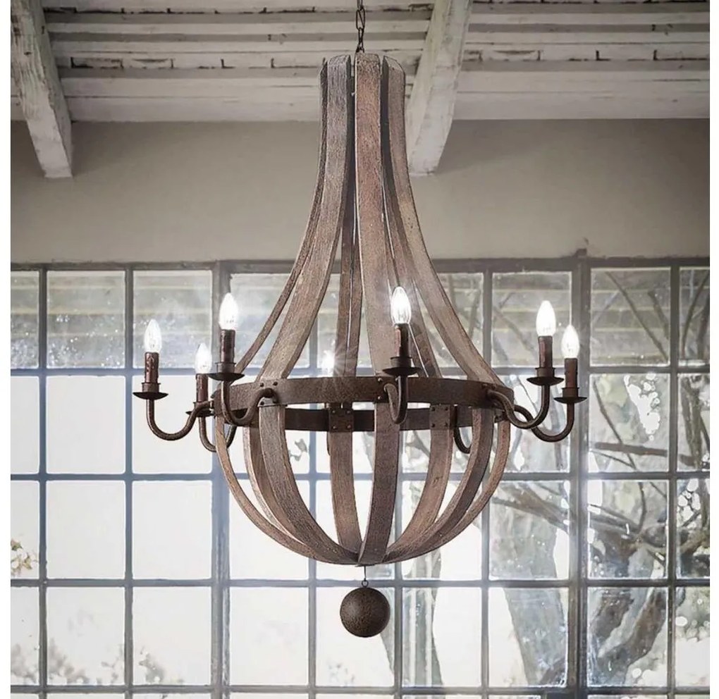 Ideal Lux - Luster na reťazi MILLENNIUM 8xE14/40W/230V pr. 92 cm breza/hnedá