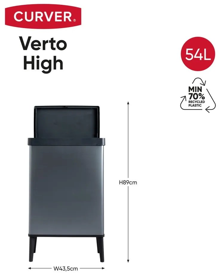 Modrý dotykový odpadkový kôš z recyklovaného plastu 54 l Verto High – Curver