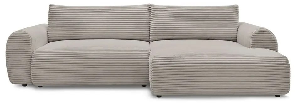 Svetlosivo-béžová menčestrová rozkladacia rohová pohovka (pravý roh) Lucien – Bobochic Paris