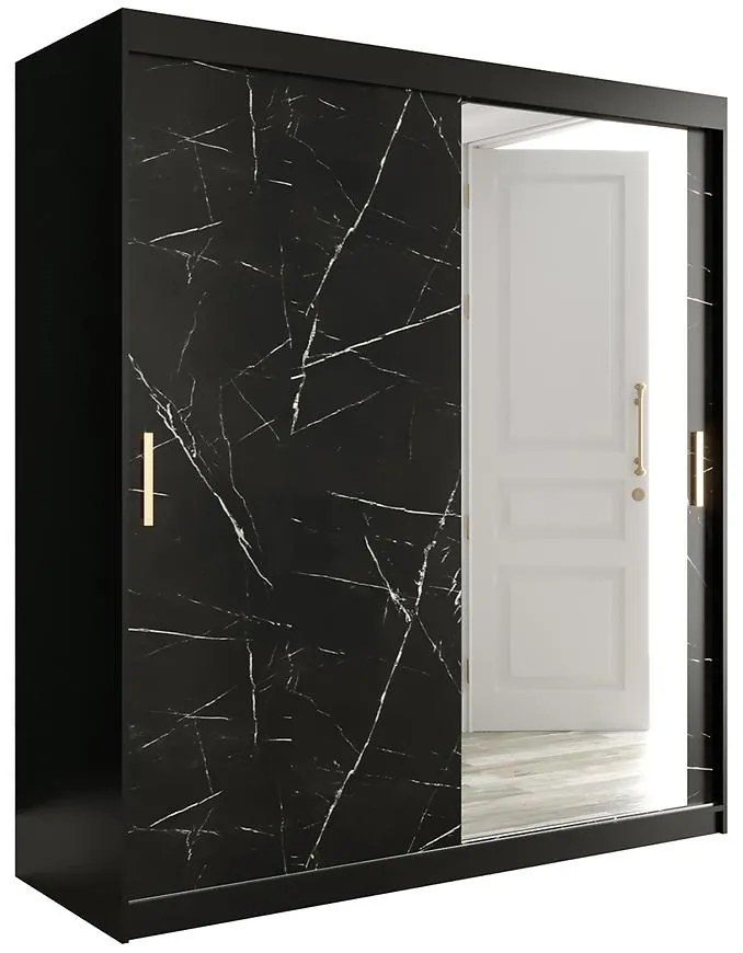 Skriňa Marmur T2 180 čierna/mramor čierna