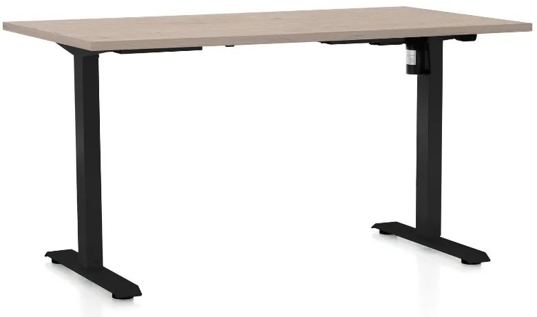 Výškovo nastaviteľný stôl OfficeTech A, 120 x 80 cm, čierna podnož, dub