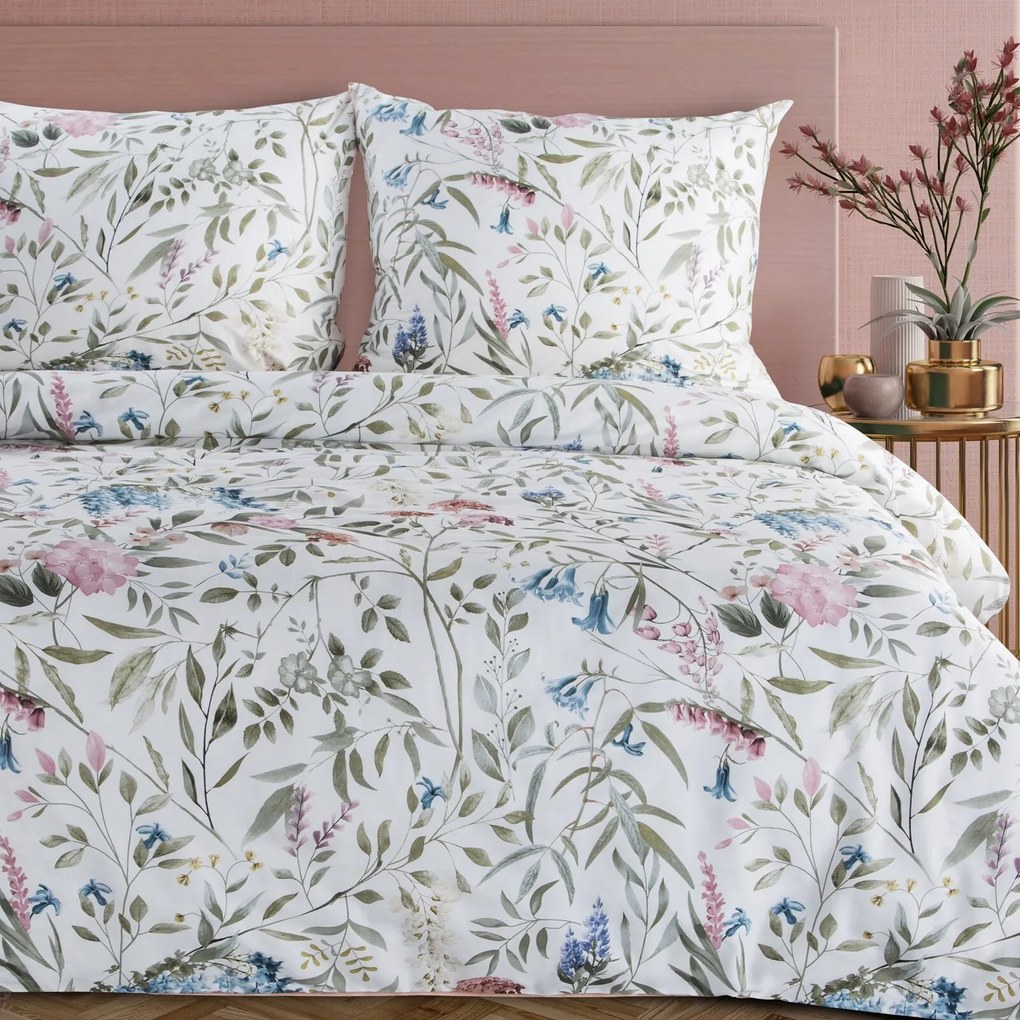 SATÉNOVÉ OBLIEČKY SPRING51 140X200 CM, 1 KS 70X80 CM KVETY