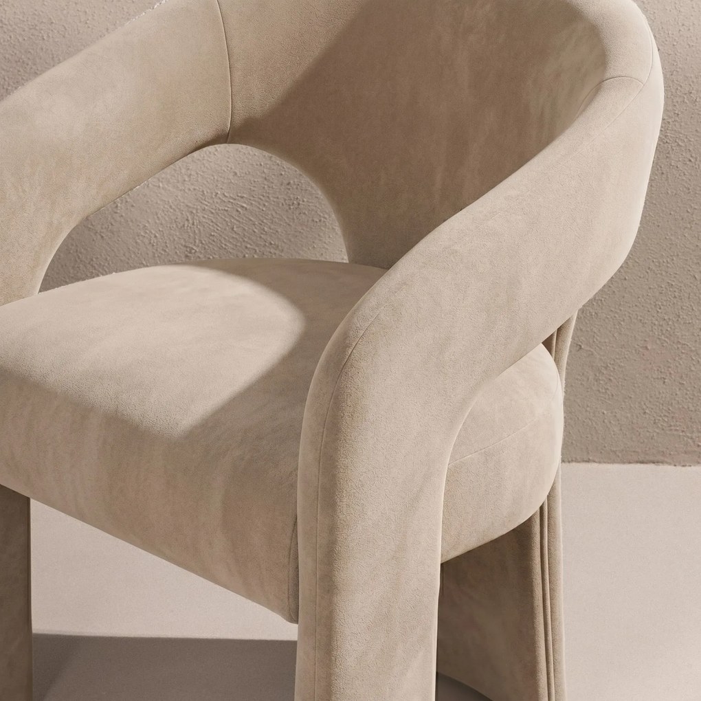 Designové čalouněné jídelní křeslo Nuria světle hnědé