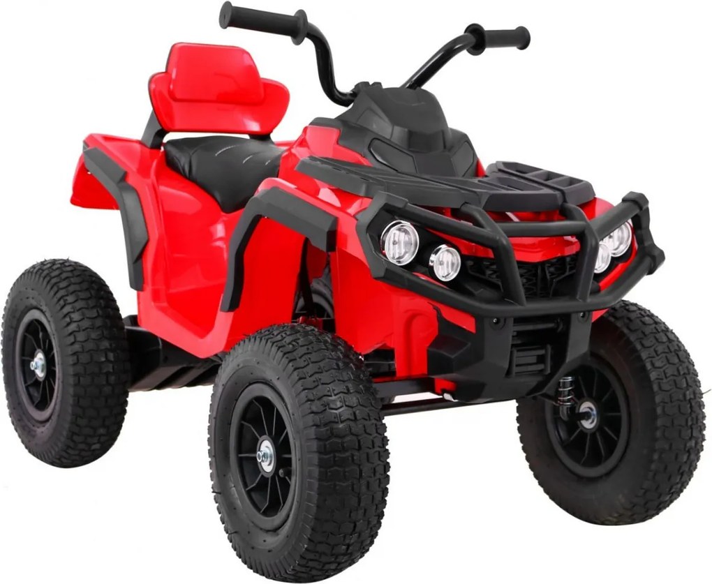 Ramiz Detská štvorkolka poháňaná vzduchovou batériou Červená + nafukovacie kolesá + rádio MP3 + pomalý štart