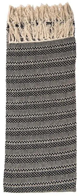 Čierný bavlnený pléd so strapcami Viloé II - 125*150 cm