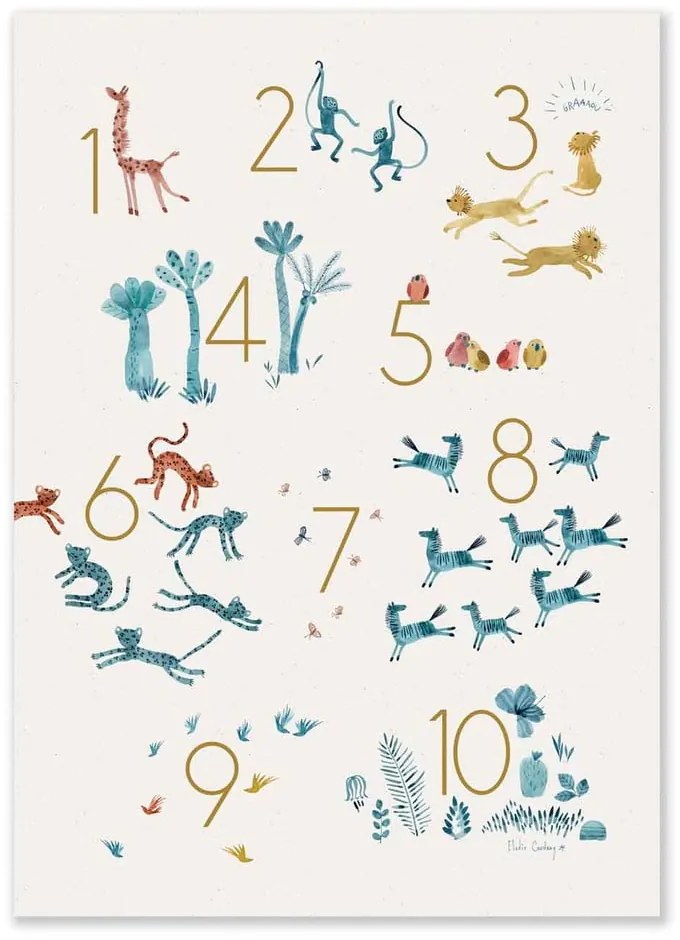 Detský obrázok 50x70 cm Numbers – Moulin Roty