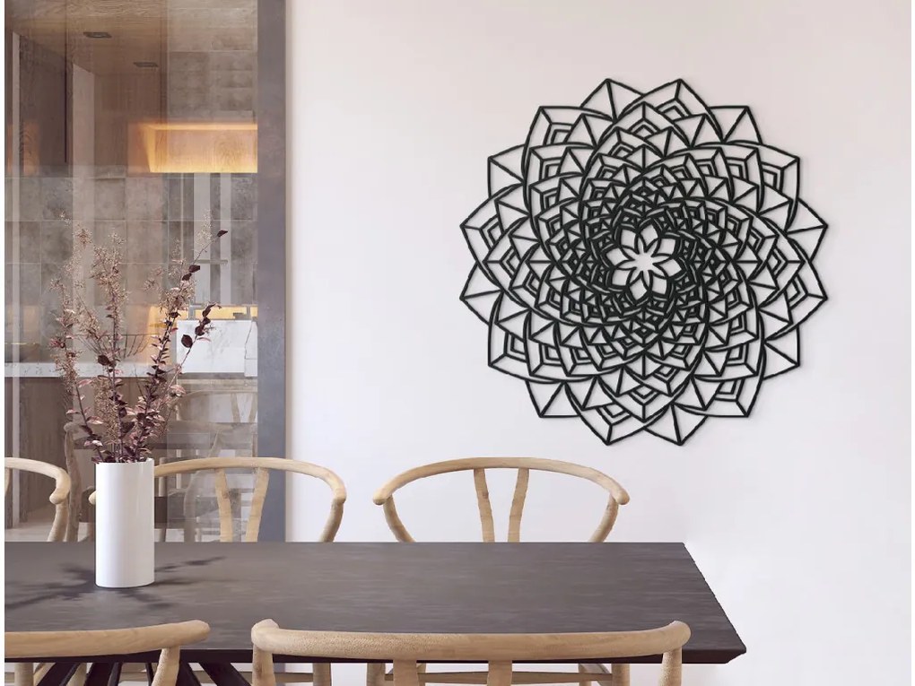 drevko Drevená Mandala na stenu Rozmer obrazu: 44,5 x 44,5 cm, Farba dekorácie: Čierna
