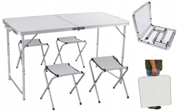 Bestent Kempingový stôl 120x60cm a 4 stoličky Brown