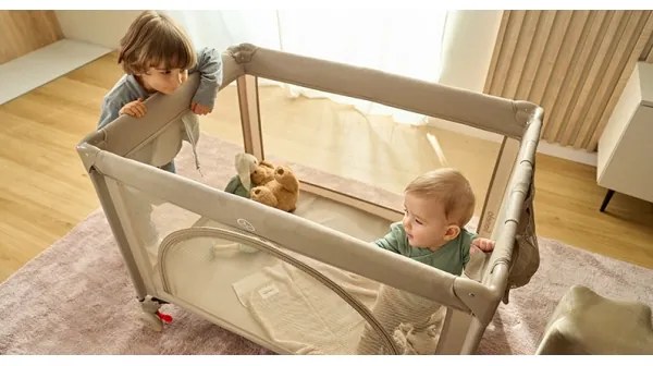 Lionelo - Cestovná postieľka LAURA Beige Sand