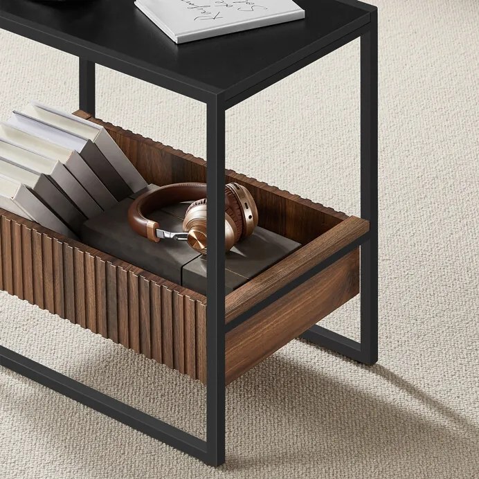 Autronic BONTEC Odkladací stolík 55x35x56cm, mdf, orech, AKF-E1082 BK Farba: Čierna