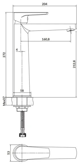 Cersanit S951-585 - Umyvadlová batéria MODUO 27,2 cm čierna