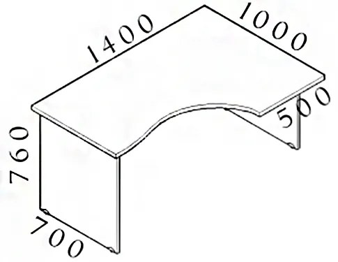 Ergonomický stôl Visio 140 x 100 cm, pravý, orech