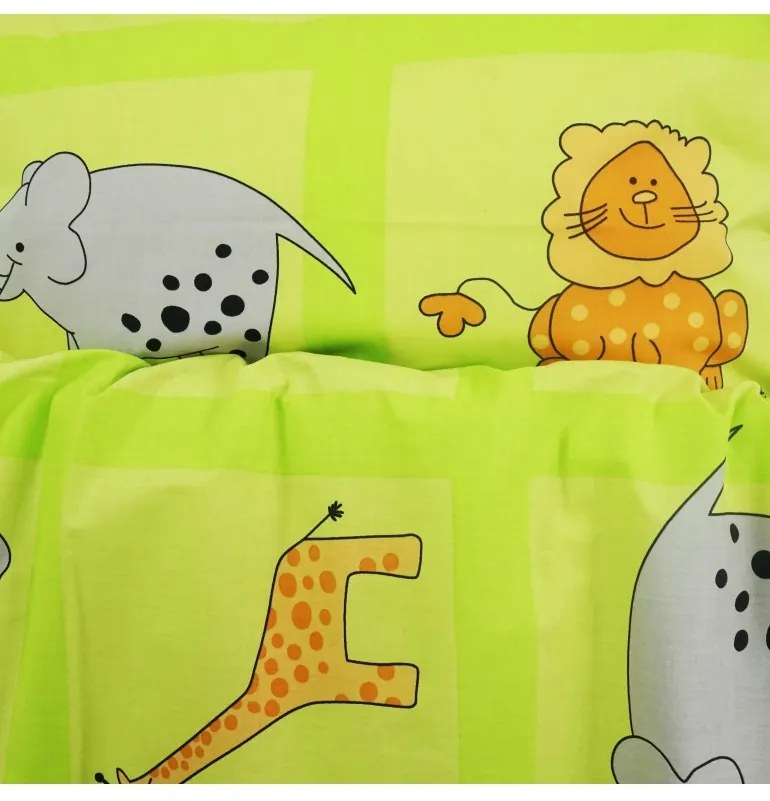 Obliečky detské ZOO zelené EMI, Detský set 90x130 + 45x65