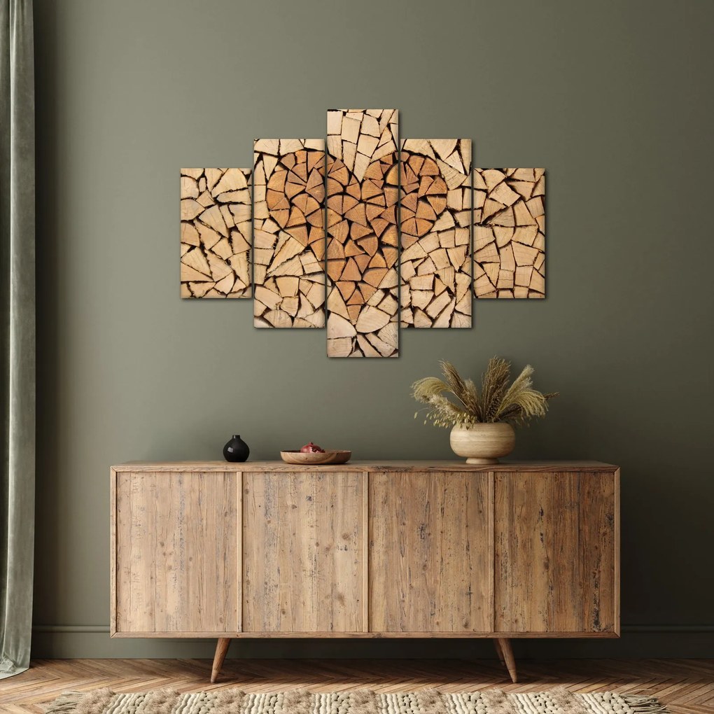 Obraz - Srdce z dreva (150x105 cm)