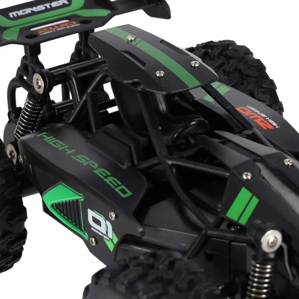 KIK RC kaskadérske auto KIK, diaľkovo ovládané, 18 km/h, 2,4 GHz, čierno-zelené