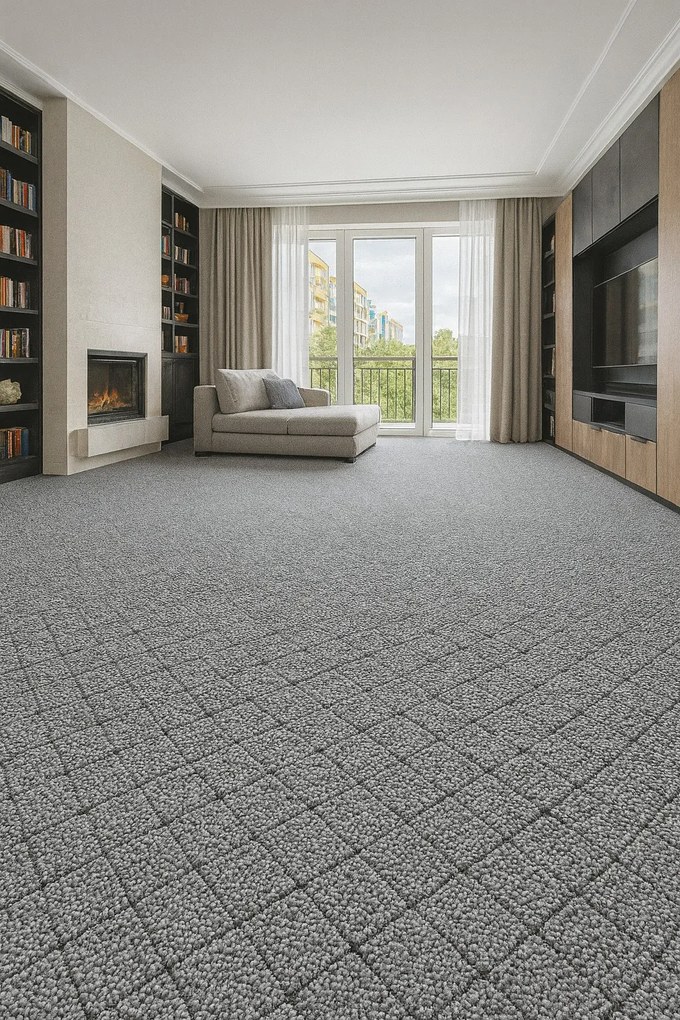 Vopi, Metrážny koberec Udinese šedý - neúčtujeme odrezky z role, na mieru, šíře 1,33m,1m,2m,3m,4m,na mieru, neúčtujeme odrezky, šedá, ab (mriežka), chodba / predsieň