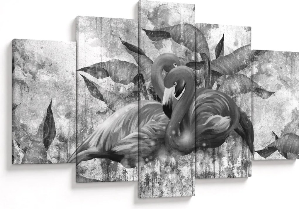 Obraz - Plameniaky graffiti (150x105 cm)