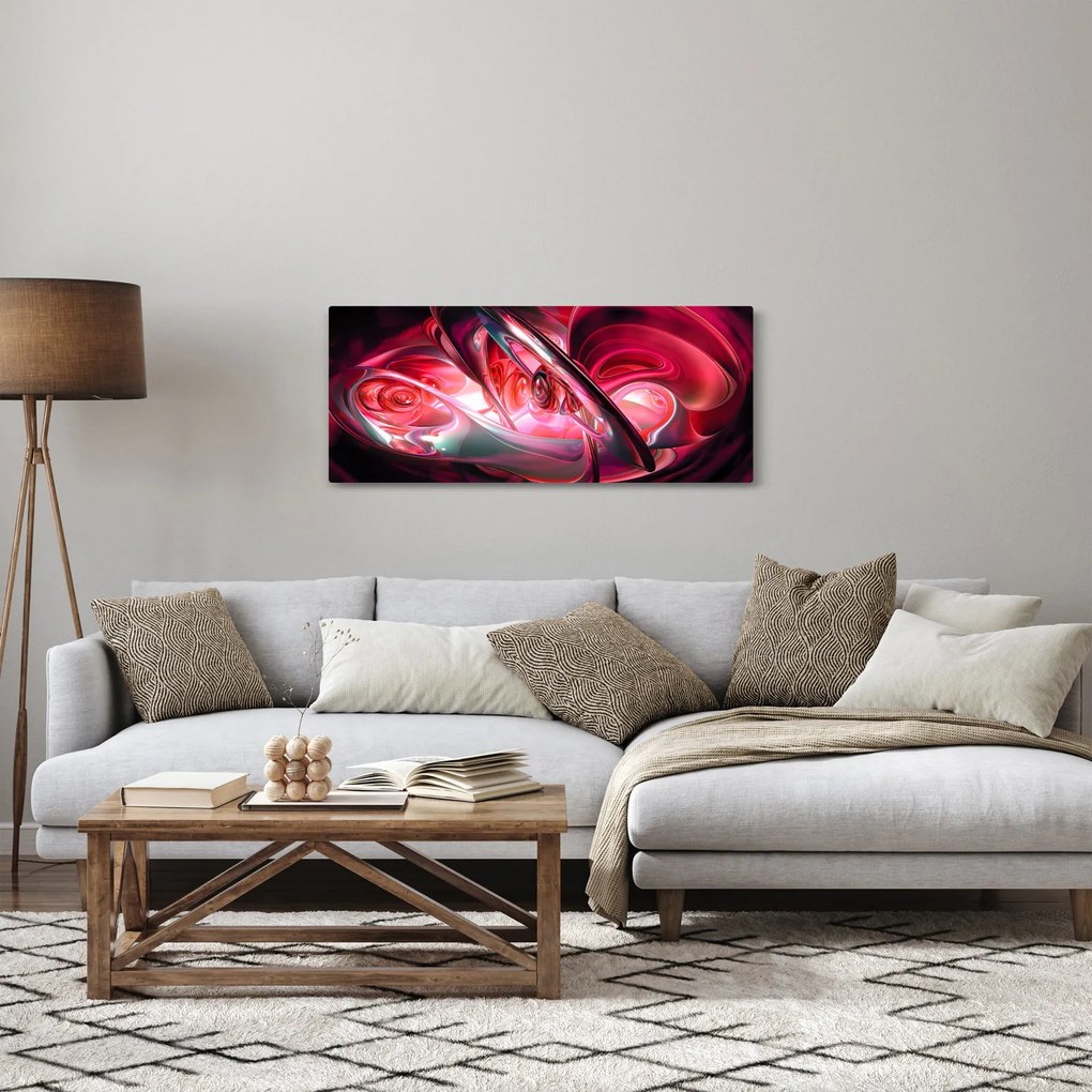 Obraz červených fraktálov (120x50 cm)