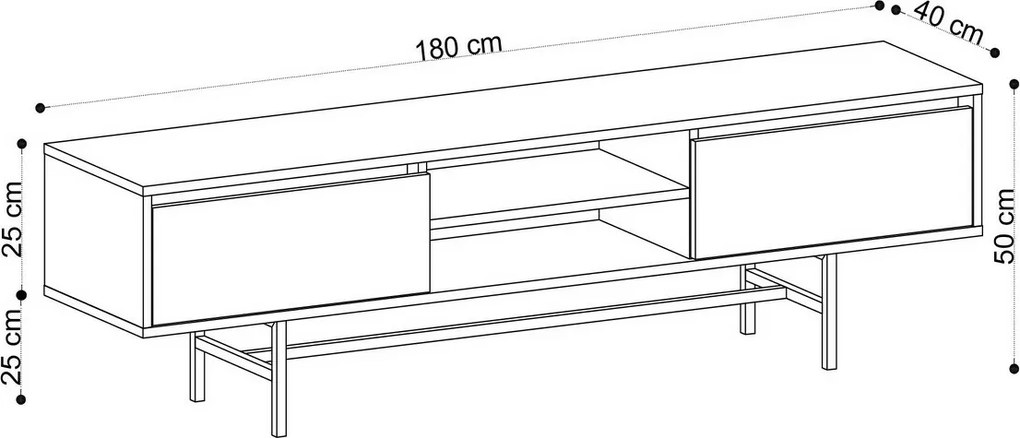 Televízny stolík Matias z dubového dreva a čiernejfarby