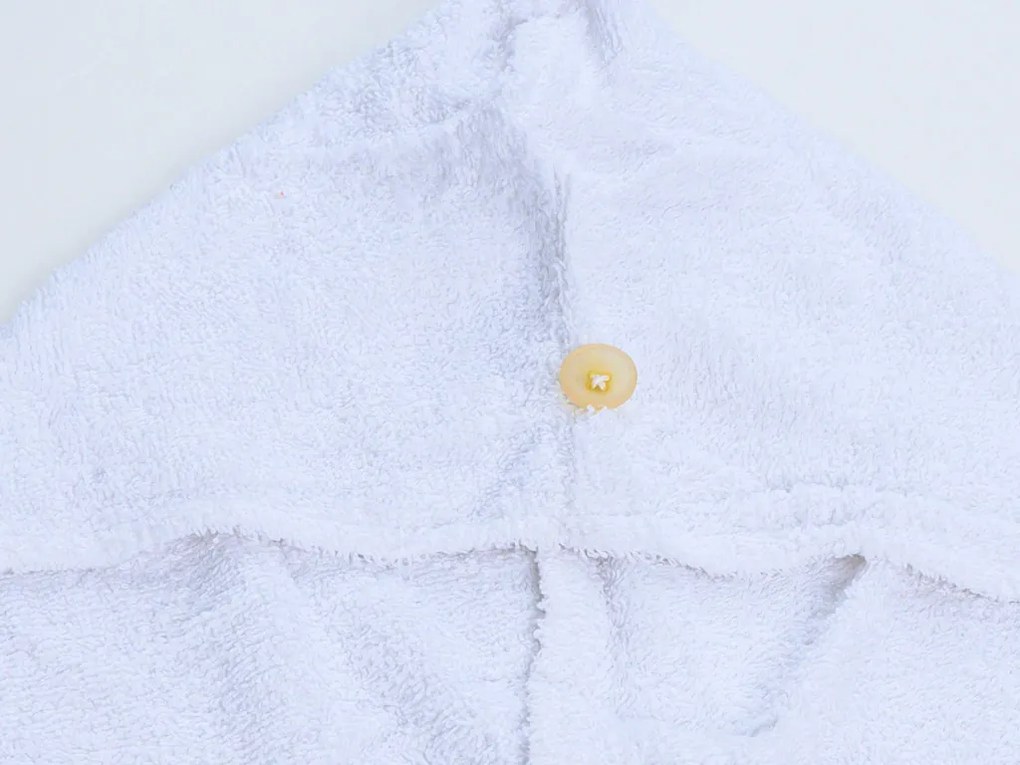 Rýchloschnúci froté turban na vlasy biely, 100% bavlna
