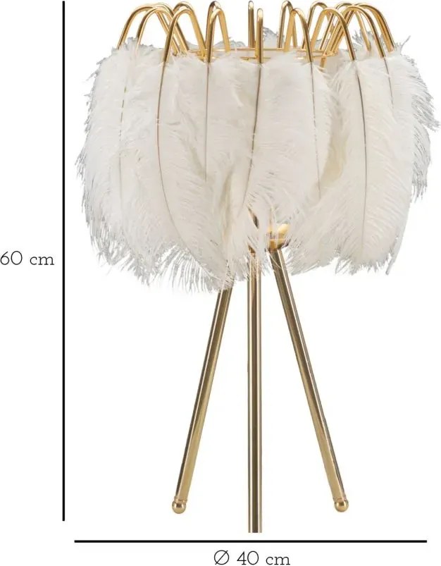 Stolová lampa Feather Stand 60 cm bielo-zlatá